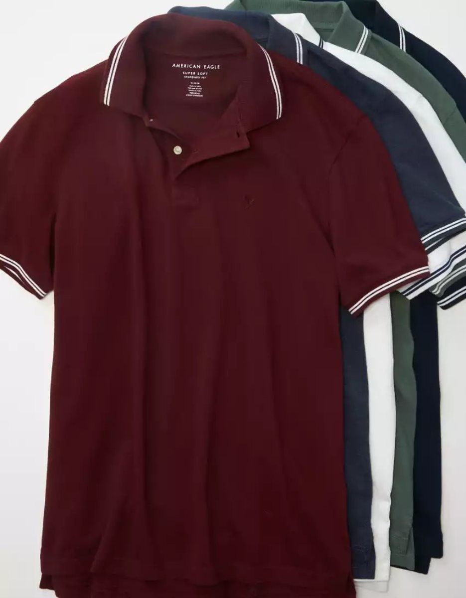 Polos American Eagle AE Super Soft Legend Pique Bordeaux Homme | MQN-63697357